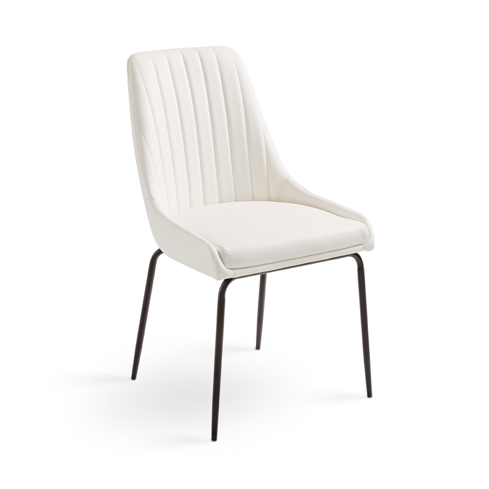 Moira Black Dining Chair: White Leatherette
